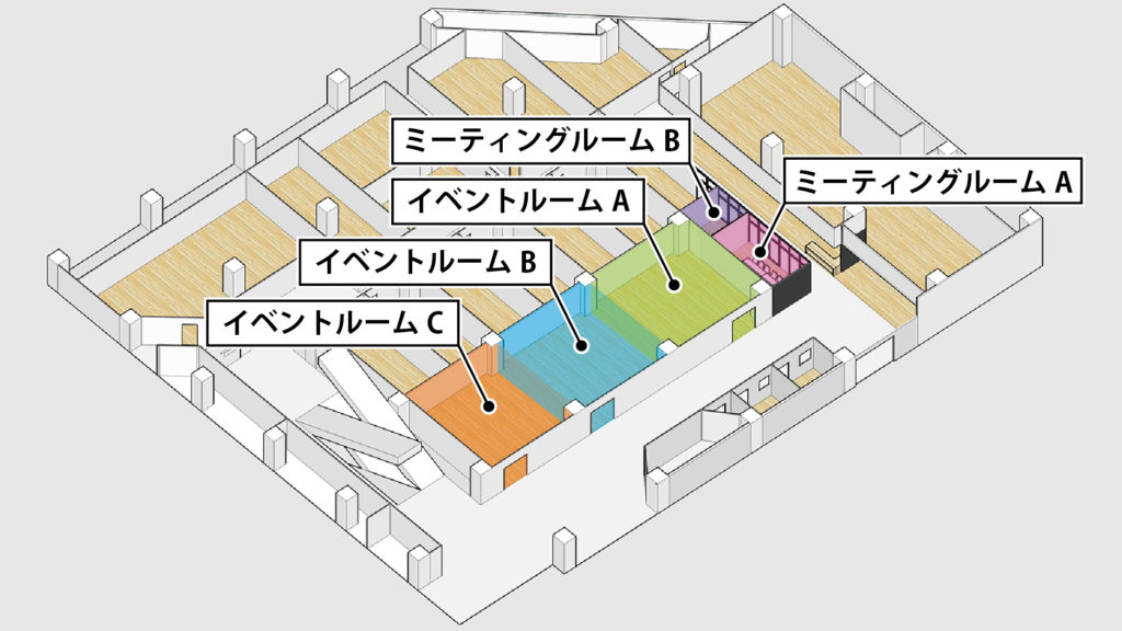 大阪府枚方市の貸し会議室・レンタルスペース「ビィーゴ」の配置図