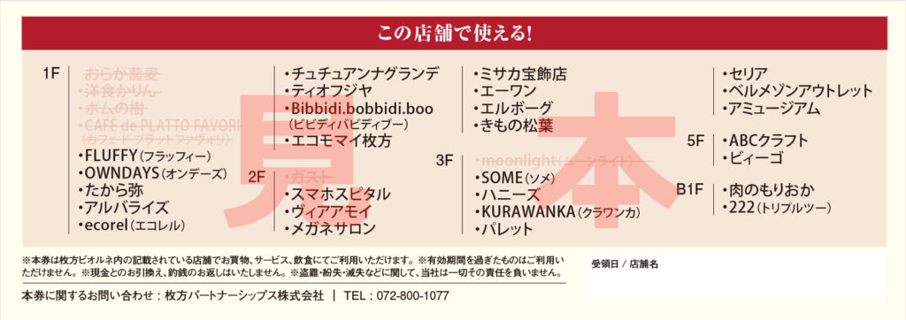 歳末大還元祭(ガラポン大抽選会)”で当選されたお買物券の使用可能店舗